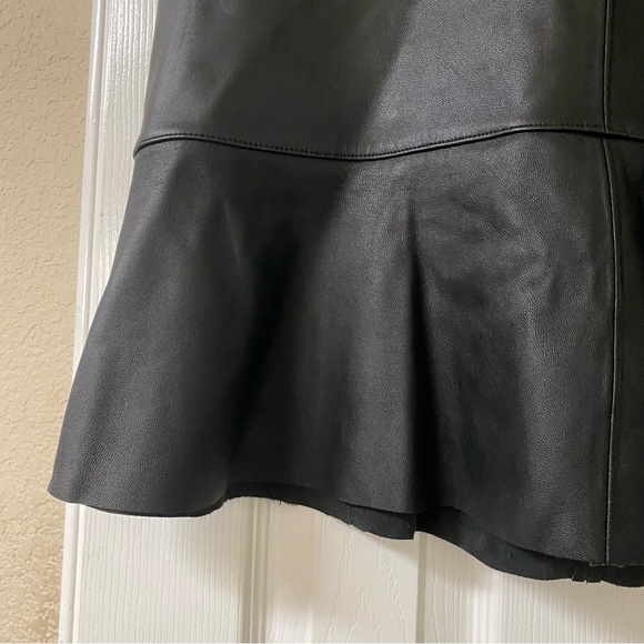 Uniform John Paul Richard Black Leather Flare Hem Mini Skirt Size 12 - Picture 14 of 15